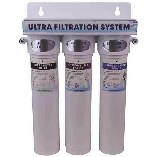 Aqua Flo 20010201 Under Sink 475 QC Series Triple Stage Ultra Filter System 1 Sediment 1 Carbon 1 Ultrafilter