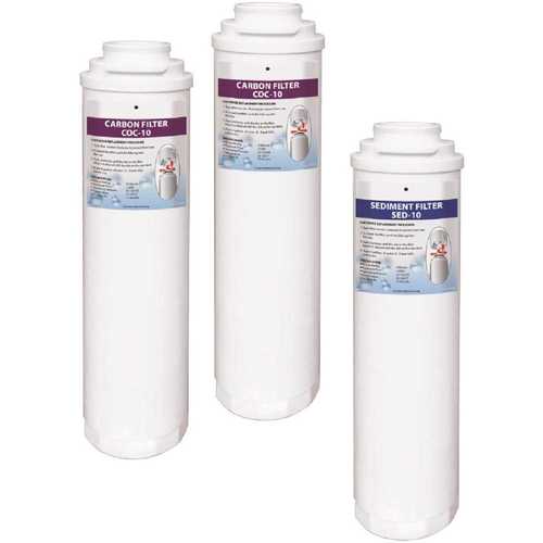 Sediment Carbon Annual Reverse Osmosis Replacement Water Filter Cartridges Kit for 475 1-Sediment 2-Carbon