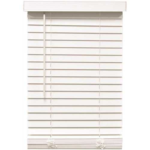 Home Decorators Collection 10793478583935 White Cordless Room Darkening Faux Wood Blind 2 in. Slats 46 in. W x 48 in. L
