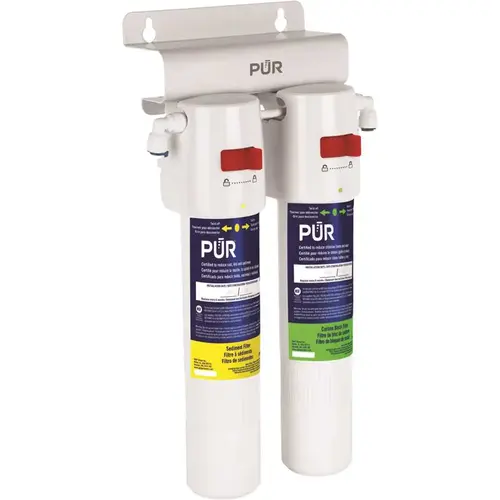 Quick-Connect Dual Stage Under Sink Water Filtration System With Faucet in White