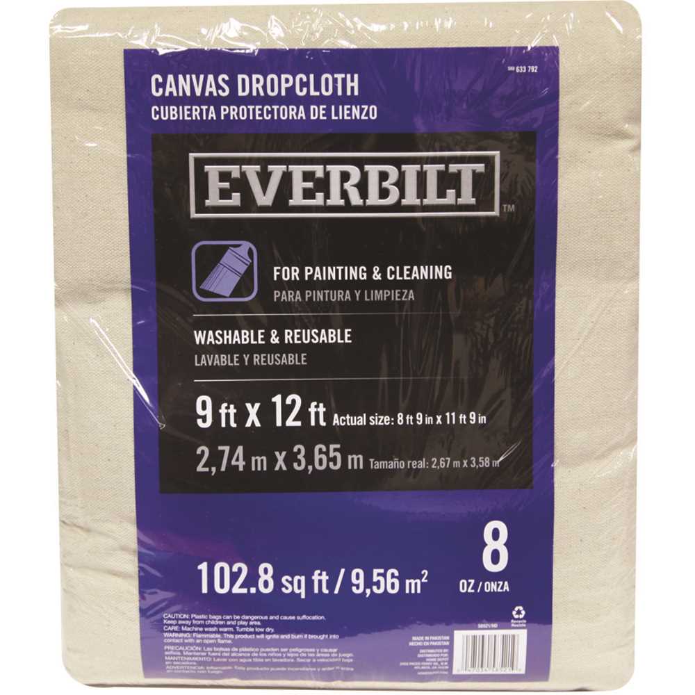 Everbilt 58521/4HD 9 ft. x 12 ft. 8 oz. Heavyweight Canvas Drop Cloth