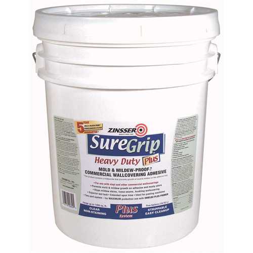 SureGrip 5 gal. Clear Heavy Duty Plus Mold & Mildew-Proof Commercial Wallcovering Adhesive