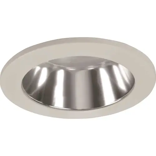 Monument R103C RECESSED LIGHTING UNIVERSAL 4 IN. ALZAK BAFFLE CHROME REFLECTOR WITH WHITE TRIM RING Clear