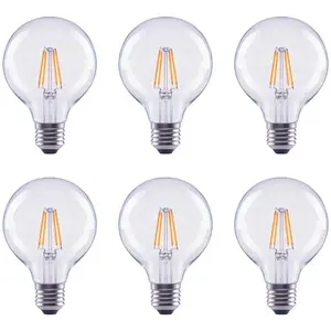 Global Value Lighting FG-03181 40-Watt Equivalent G25 Globe Vanity Clear Glass Vintage Edison Filament Dimmable LED Light Bulb Soft White - pack of 3
