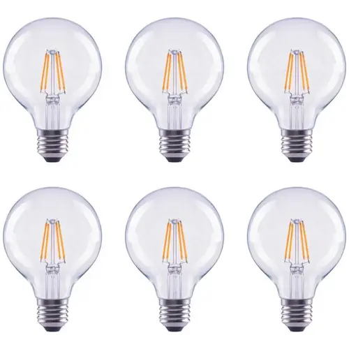 40-Watt Equivalent G25 Globe Vanity Clear Glass Vintage Edison Filament Dimmable LED Light Bulb Soft White - pack of 3