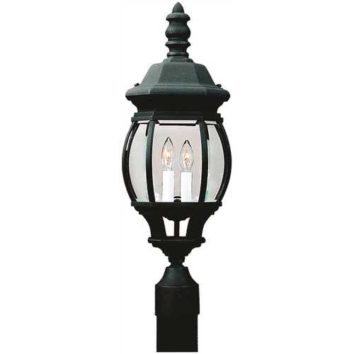 Wynfield 2-Light Black Outdoor Post Top with Clear Beveled Glass