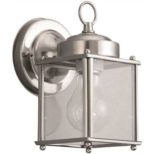 Sea Gull Lighting 8592-965 New Castle 1-Light Antique Brushed Nickel Outdoor Wall Lantern Sconce