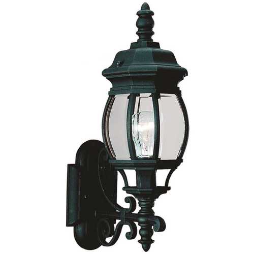 Sea Gull Lighting 88200-12 Wynfield 19.75 in. H 1-Light Black Outdoor 19.75 in. Wall Lantern Sconce with Clear Beveled Glass