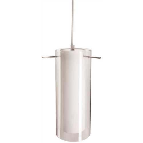 11-1/2 in. x 4-3/4 in. Pendant in Fixture White/Clear Glass Brushed Nickel Uses One 13-Watt Fluorescent Lamp