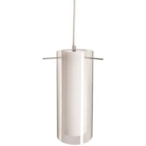 Monument 2490867 11-1/2 in. x 4-3/4 in. Pendant in Fixture White/Clear Glass Brushed Nickel Uses One 13-Watt Fluorescent Lamp