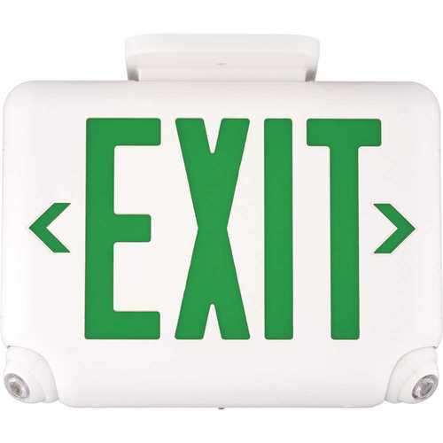 Hubbell Lighting EVCUGW Dual-Lite 2.4-Watt White/Green Integrated LED Emergency/Exit Combination Sign Color/Finish Family