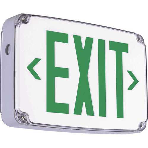 Hubbell Lighting CEWSGE Compass 2.7-Watt White-Green Integrated LED Single-Face Exit Sign with Battery Wet Location