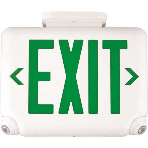 Dual-Lite EVCUGWD4 2.4-Watt Equivalent Integrated LED White with Green Letters Combination Emergency/Exit Sign with Remote Capacity