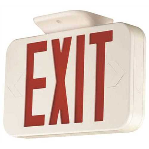 Hubbell Lighting CERRC Compass Integrated LED White Exit Sign with NiMh Battery and Red Letters