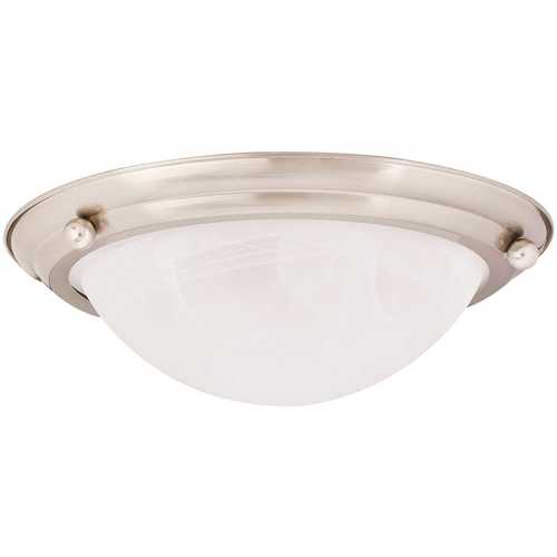 15-1/2 in. x 4-3/4 in. Flush Mount Ceiling in Fixture Brushed Nickel Uses Two 75-Watt Incandescent Medium Base Lamps