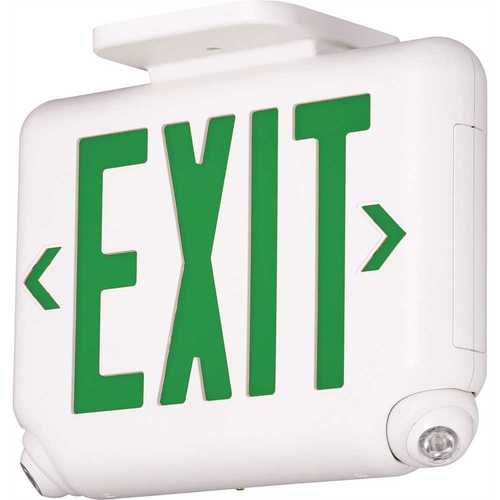 Dual-Lite EVCUGWDI EVC Series 2.4-Watt White/Green Integrated LED Combination Exit-Emergency Sign with Self-Diagnostics