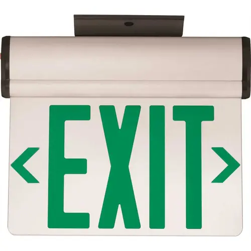 Compass CELS1GNE 3.72-Watt Equivalent Integrated LED Brushed Aluminum, Green Letters Single-Face Surface Edgelit Exit Sign with Battery Color/Finish Family
