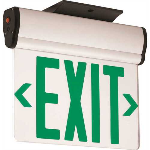 Compass CELS2GNE 3.72-Watt Equivalent Integrated LED Brushed Aluminum, Green Letters Double-Face Surface Edgelit Exit Sign with Battery Color/Finish Family