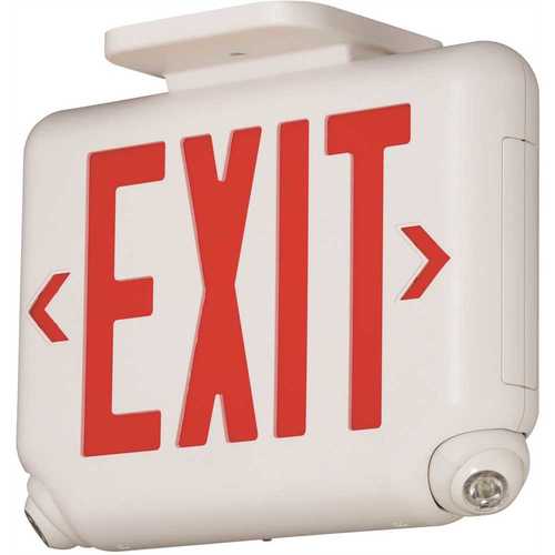 Dual-Lite EVCURWDI EVC Series 2.4-Watt White/Red Integrated LED Combination Emergency-Exit Sign with Self-Diagnostics