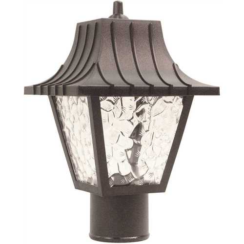 LiteCo FC232 Medium 1-Light Black Outdoor Colonial Style Post Top Fixture with Clear Flemish Lenses