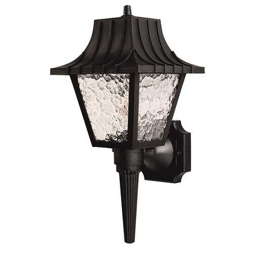 Colonial Style Black Outdoor Wall Lantern with Clear Flemish Lenses, Uses One 60-Watt Incandescent Lamp