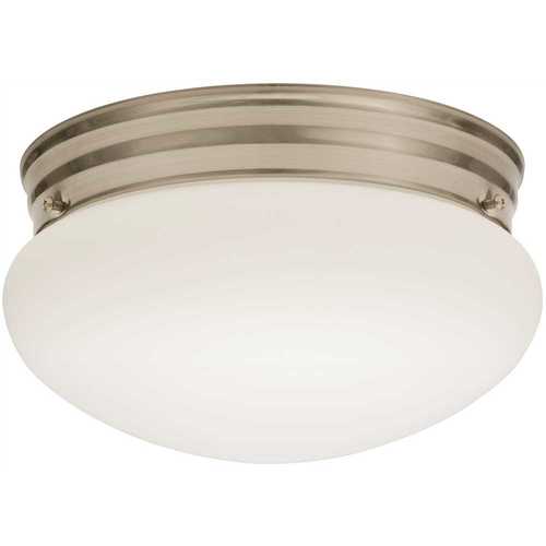 Lithonia Lighting FMMUSL 9 14830 BNP M4 Essentials 9 in. Polished Brushed Nickel LED Mushroom Flush Mount with Shade