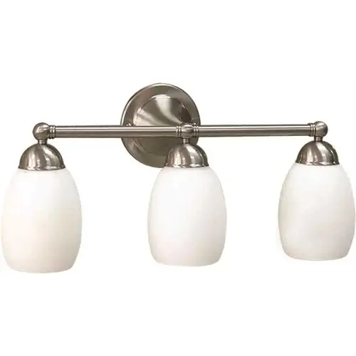 VOLUME LIGHTING V2333-33 SUSSEX 3-LIGHT VANITY FIXTURE, BRUSHED NICKEL, 24-1/4 X 10-1/2 IN., USES (3) 100-WATT INCANDESCENT MEDIUM BASE LAMPS*