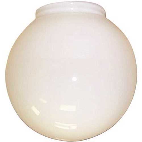 6 in. Hand-Blown Glass White Globe with 3-1/8 in. Fitter - pack of 4