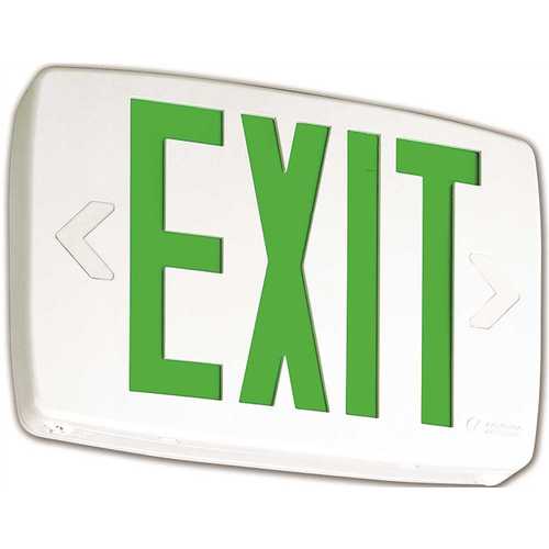 Lithonia Lighting LQM S W 3 G 120/277 M6 Contractor Select LQM Series 120/277-Volt Integrated LED White and Green Exit Sign