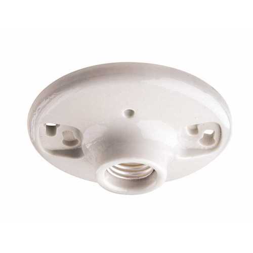 Leviton 008-49875-002 600-Watt 250-Volt White Glazed Porcelain Outlet Box Mount Incandescent Lampholder