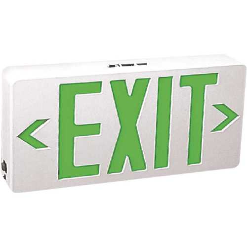 6-Watt WH Housing Integrated LED Green Exit Sign with Universal AC Only