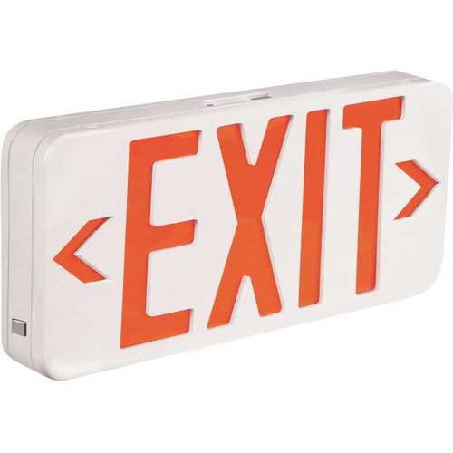 6-Watt White Housing Integrated LED Red Exit Sign with Universal AC Only