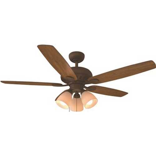Rockport 52 in. Oil-Rubbed Bronze Cherry/Walnut Blades LED Ceiling Fan with Light Kit
