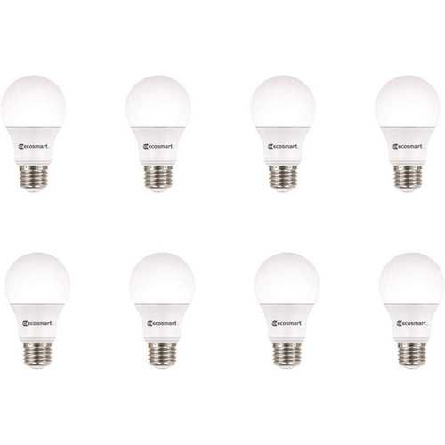 ECOSMART B7A19A60WUL18 60-Watt Equivalent A19 Non-Dimmable LED Light Bulb Soft White - pack of 8