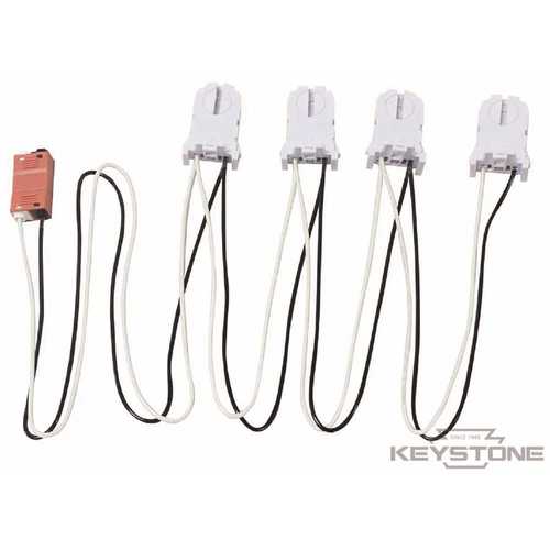 Keystone Technologies KT-SOCKET-T8-U-S-4-W 4-Lamp T8 Wiring Harness - pack of 20