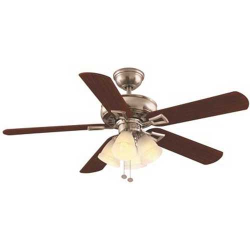 Lyndhurst 52 in. LED Brushed Nickel with Cherry/Maple Blades Ceiling Fan with Light Kit