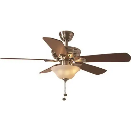 Wellston 44 in. Indoor Ceiling Fan with Bowl Light Kit, Brushed Nickel with Rosewood/Medium Cherry Blades