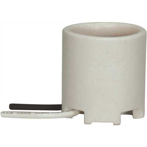 1.5 in. White Medium Base Keyless Unglazed Porcelain Socket with Wireay and Bronze Shell
