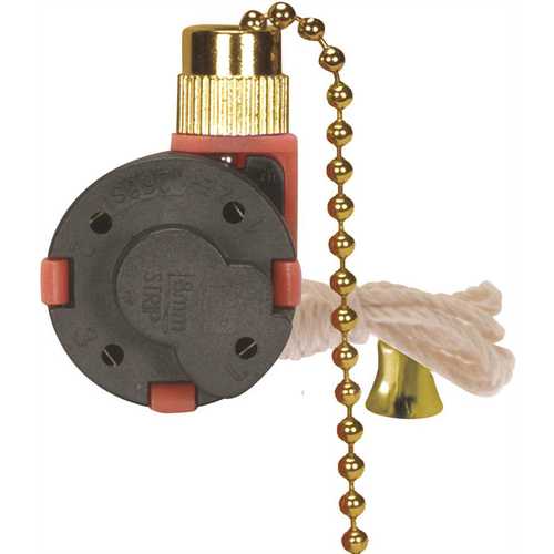 Satco 80/1994 3/8 in. Brass Pull Chain Switch with White Cord