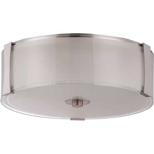 18 in. Bright Satin Nickel Integrated LED Ceiling Flush Mount