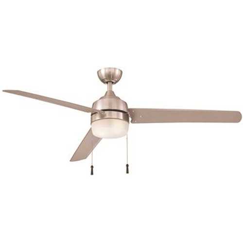 Home Decorators Collection YG419I-BN Carrington 60 in. Indoor/Outdoor Ceiling Fan with LED Dome Light Kit, Brushed Nickel with Silver Blades