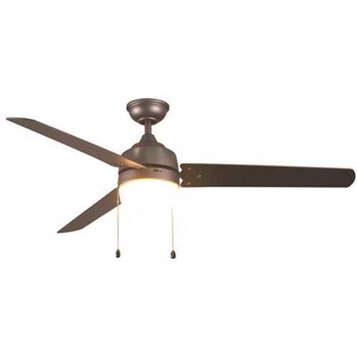 Home Decorators Collection YG419I-NI Carrington 60 in. Indoor/Outdoor Ceiling Fan with Led Dome Light Kit, Natural Iron with Black Blades