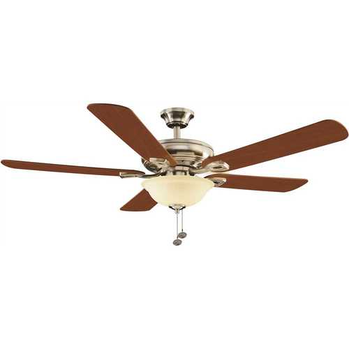 Hampton Bay 37563 Rothley 52 in. LED Brushed Nickel Ceiling Fan with ...