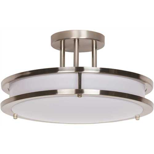 14 in. Bright Satin Nickel Integrated LED Semi-Flush Mount