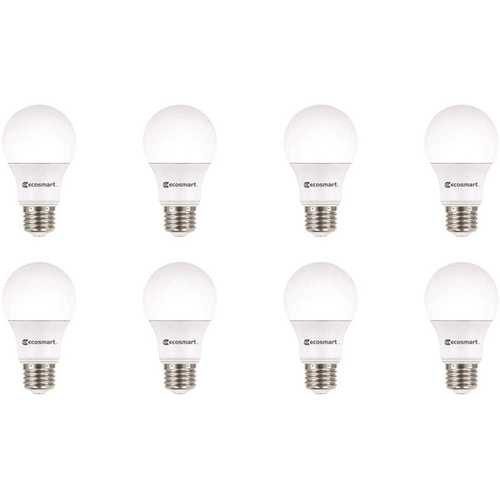 ECOSMART B7A19A60WUL28 60-Watt Equivalent A19 Non-Dimmable LED Light Bulb Cool White - pack of 8