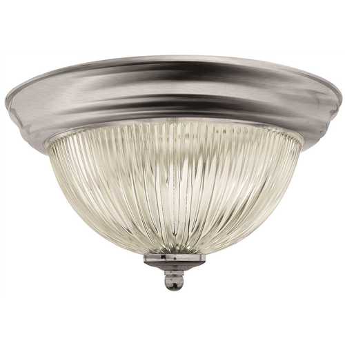 Monument 2487025 Halophane Dome 11-3/8 in. Ceiling in Fixture Brushed Nickel Uses One 60-Watt Incandescent Medium Base Lamps