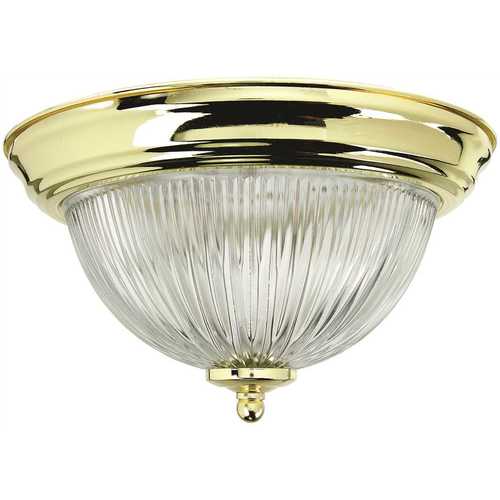 Monument 2487030 Halophane Dome 15-1/4 in. Ceiling in Fixture Polished Brass Uses Three 60-Watt Incandescent Medium Base Lamps