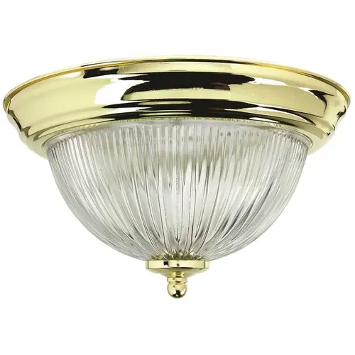 Halophane Dome 11-3/8 in. Ceiling in Fixture Polished Brass Uses One 60-Watt Incandescent Medium Base Lamps