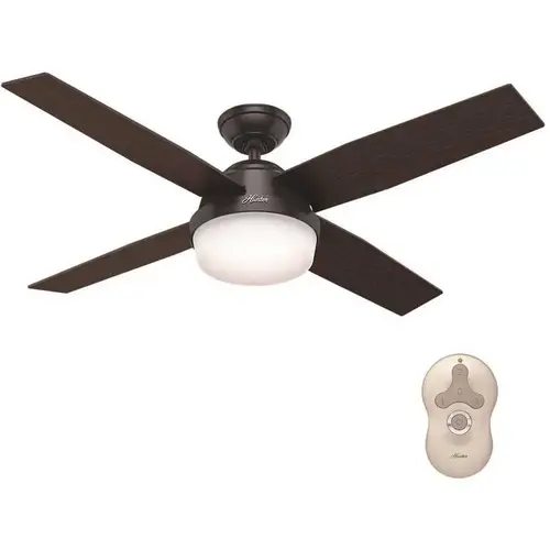 Hunter 59251 Dempsey 52 in. LED Indoor/Outdoor Matte Black Ceiling Fan with Light and Remote Multi-Colored