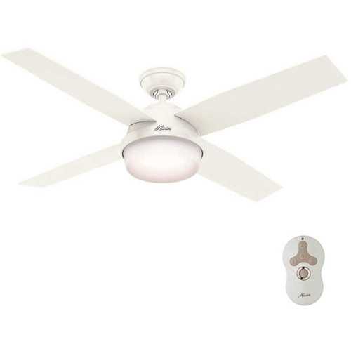 Hunter 59252 Dempsey 52 in. LED Indoor/Outdoor Fresh White Ceiling Fan with Light Kit and Remote